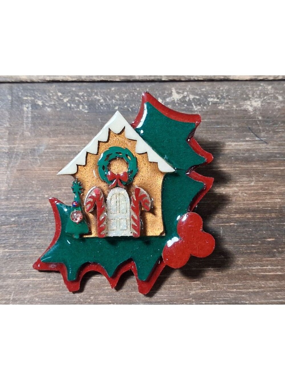 Lucinda Gingerbread House Brooch Pin Christmas Holiday